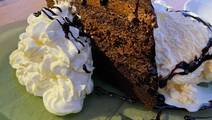 Dark Chocolate cake with Ice cream and cream